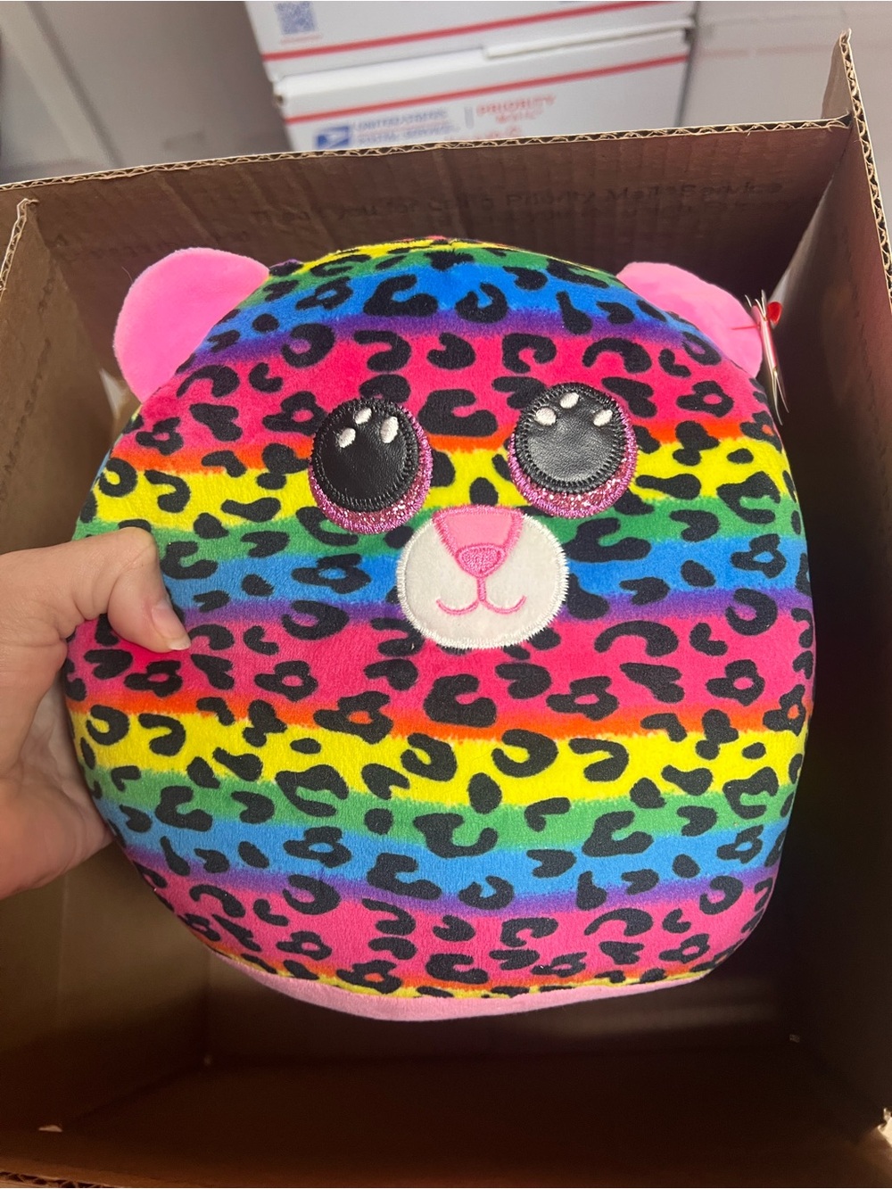 Ty Rainbow Leopard Plush - Pink, Yellow, Green, Blue, Purple